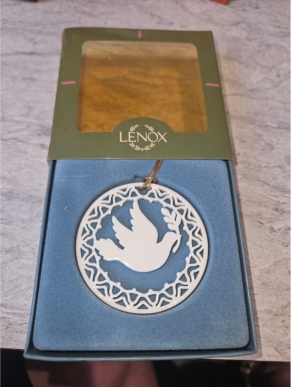 Lenox Porcelain Dove Ornament with Olive Branch in Original Box